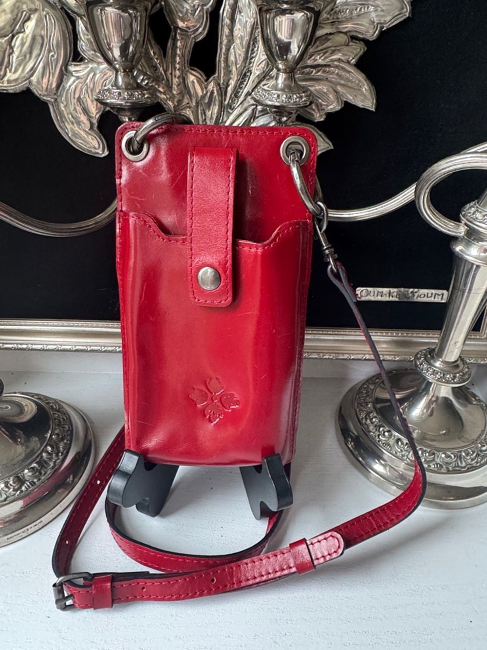 Patricia Nash Red Leather Crossbody Phone Case with Strap